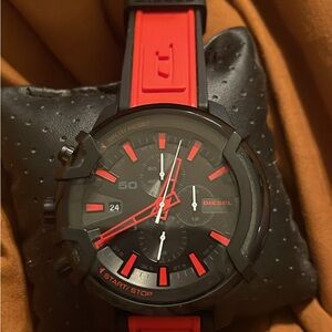 Diesel Dual-Tone Black and Red Chronograph